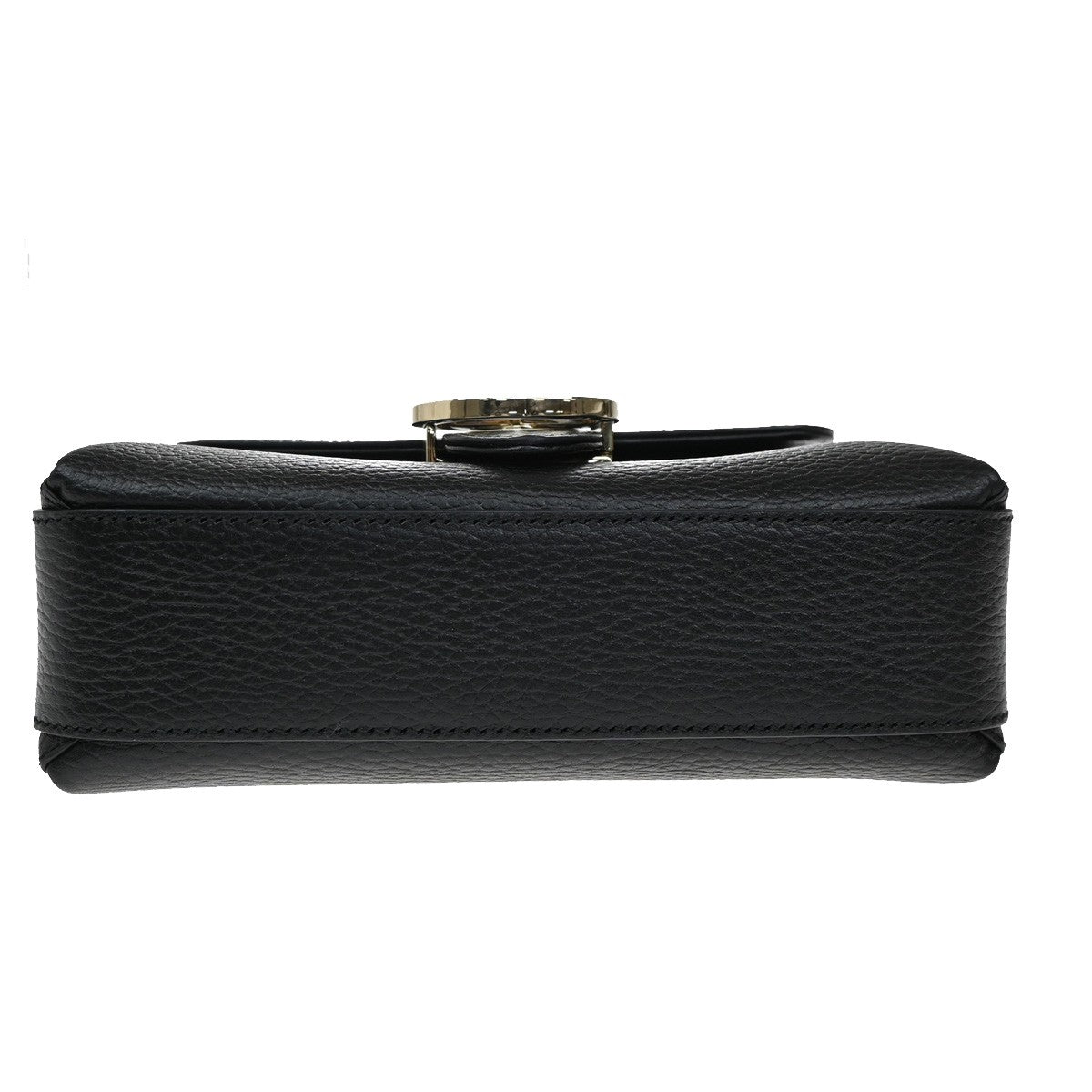 GUCCI Logo Interlocking G Chain Shoulder Bag Leather Black GHW Italy 43RL410