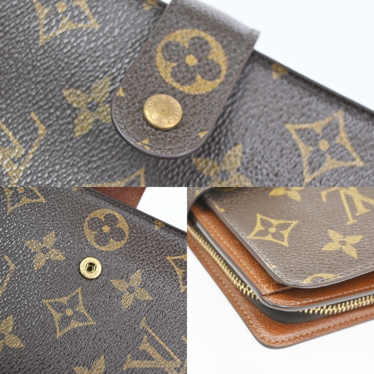 LOUIS VUITTON Porte Papier Zip Bifold Wallet Monogram Leather M61207 62KD008
