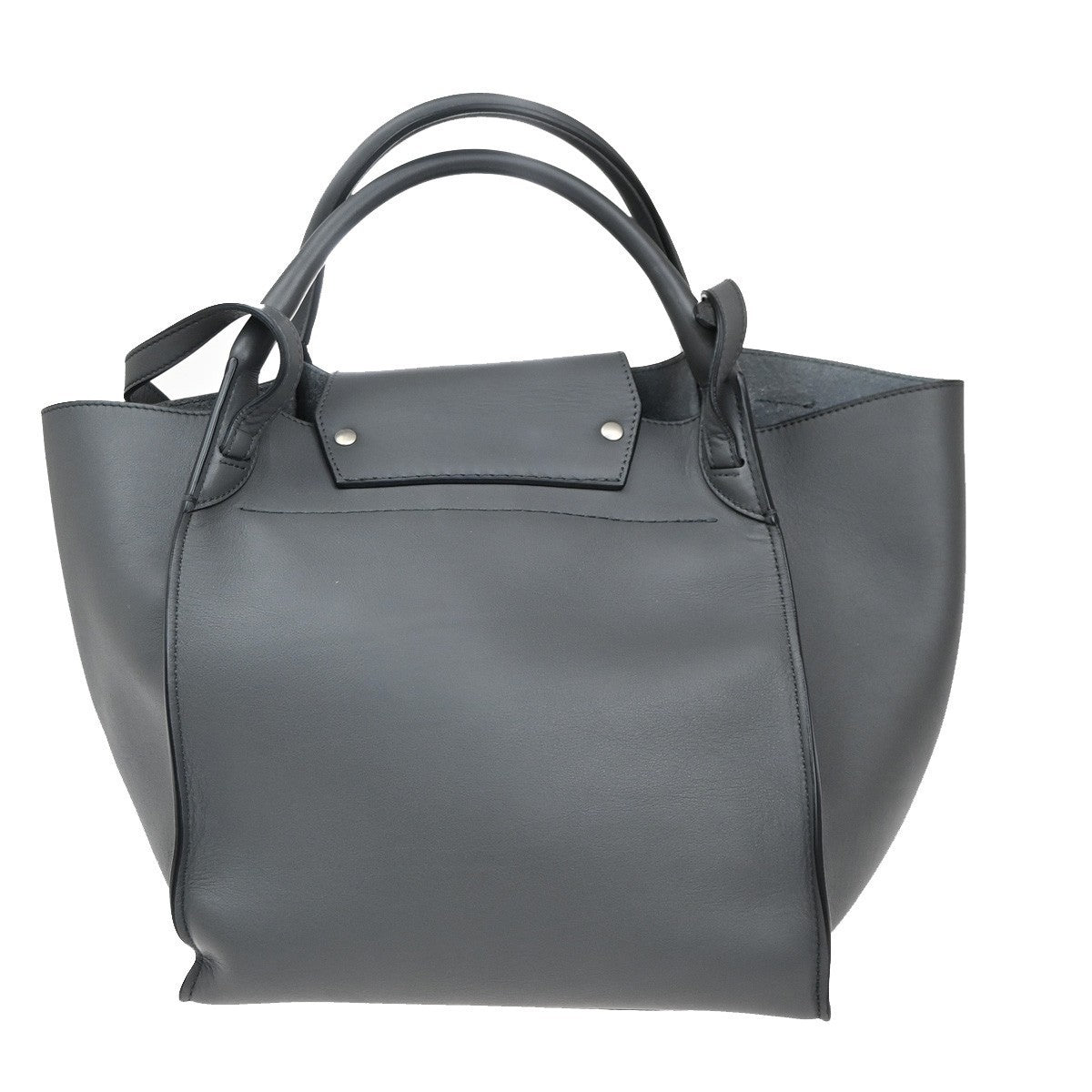 CELINE Logo Big Bag 2Way Shoulder Hand Bag Leather Gray SHW Italy 52RF736
