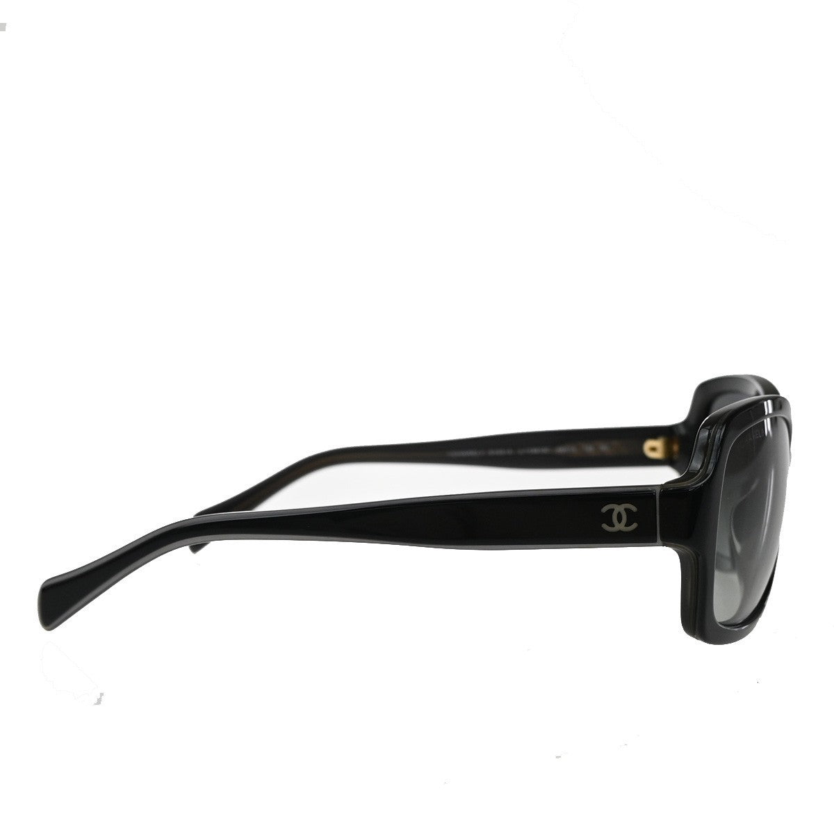 CHANEL CC Logo Sunglasses Eye Wear Plastic Leather Black 5143-A 63RP001