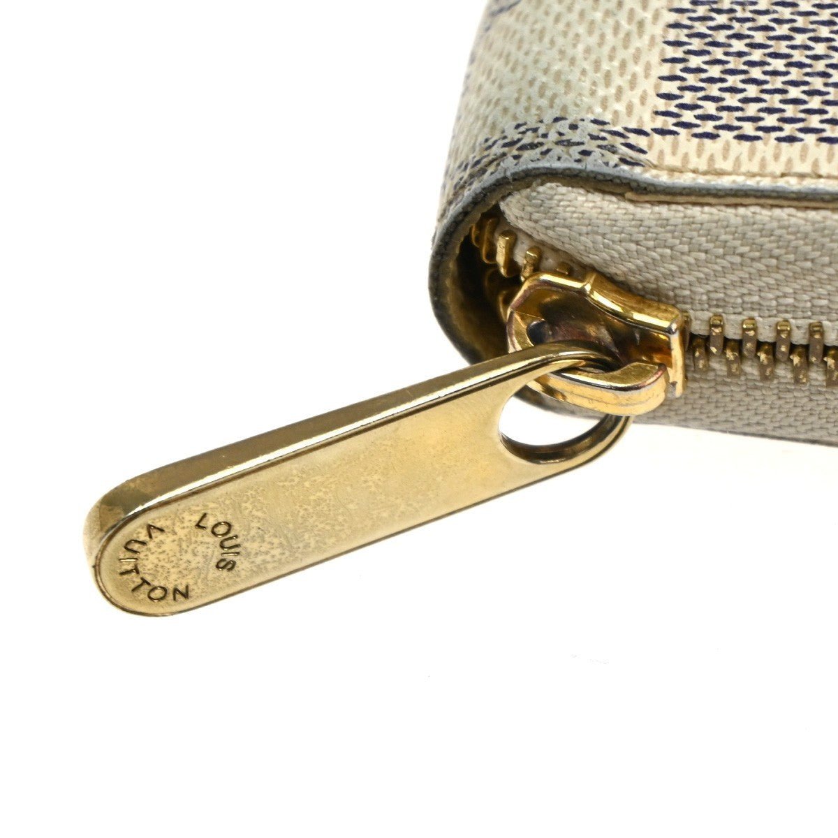 LOUIS VUITTON Zippy Long Wallet Damier Azur Leather White Spain N60019 67KD007