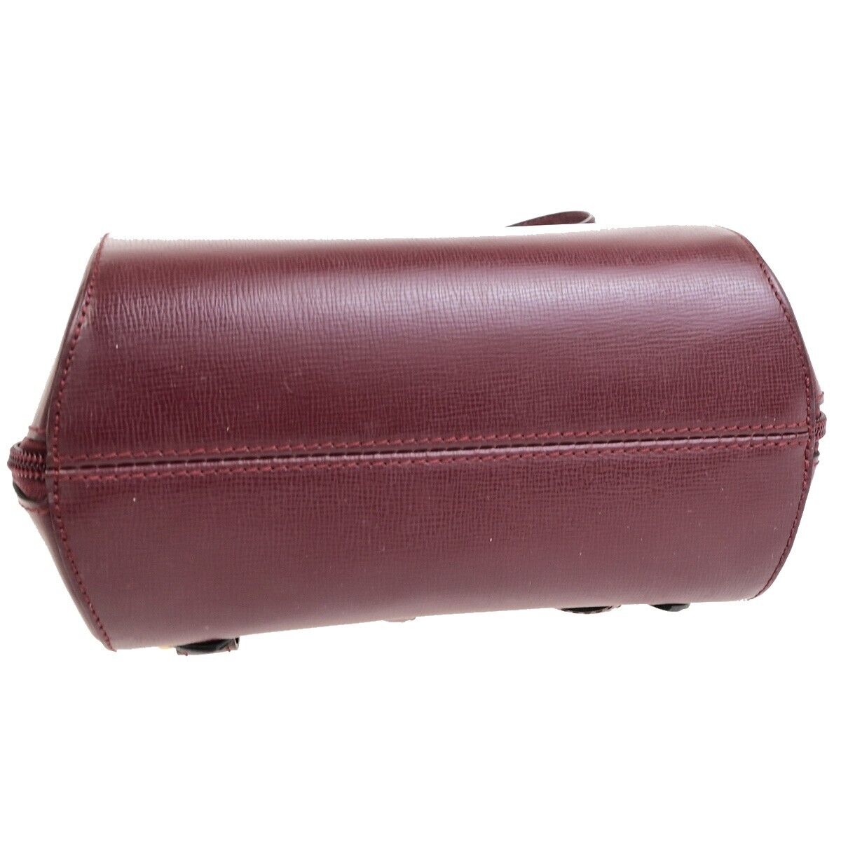 MUST DE CARTIER 2C Logo Back Pack  Leather Bordeaux Gold Made in France 35EA250
