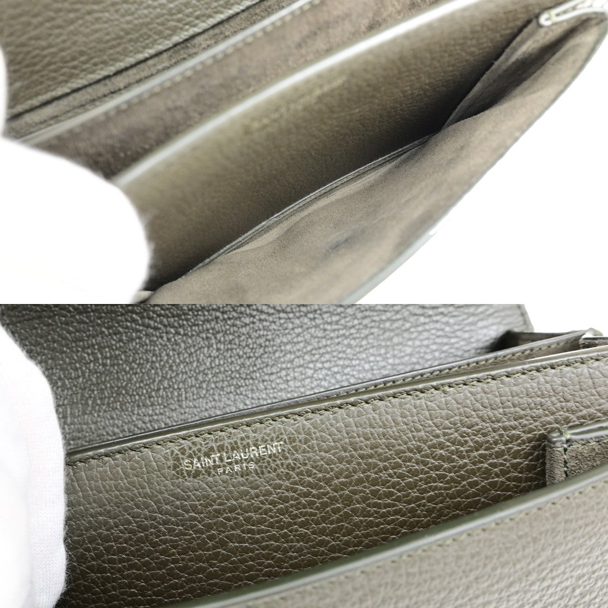 SAINT LAURENT Logo Sunset Medium Shoulder Bag Leather Gray SHW Italy 628RL071