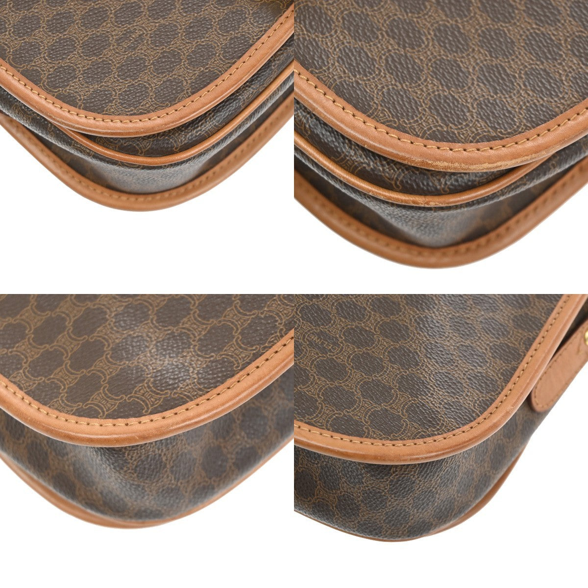CELINE Logo Macadam Pattern Shoulder Bag PVC Leather Brown GHW Italy 35TA701