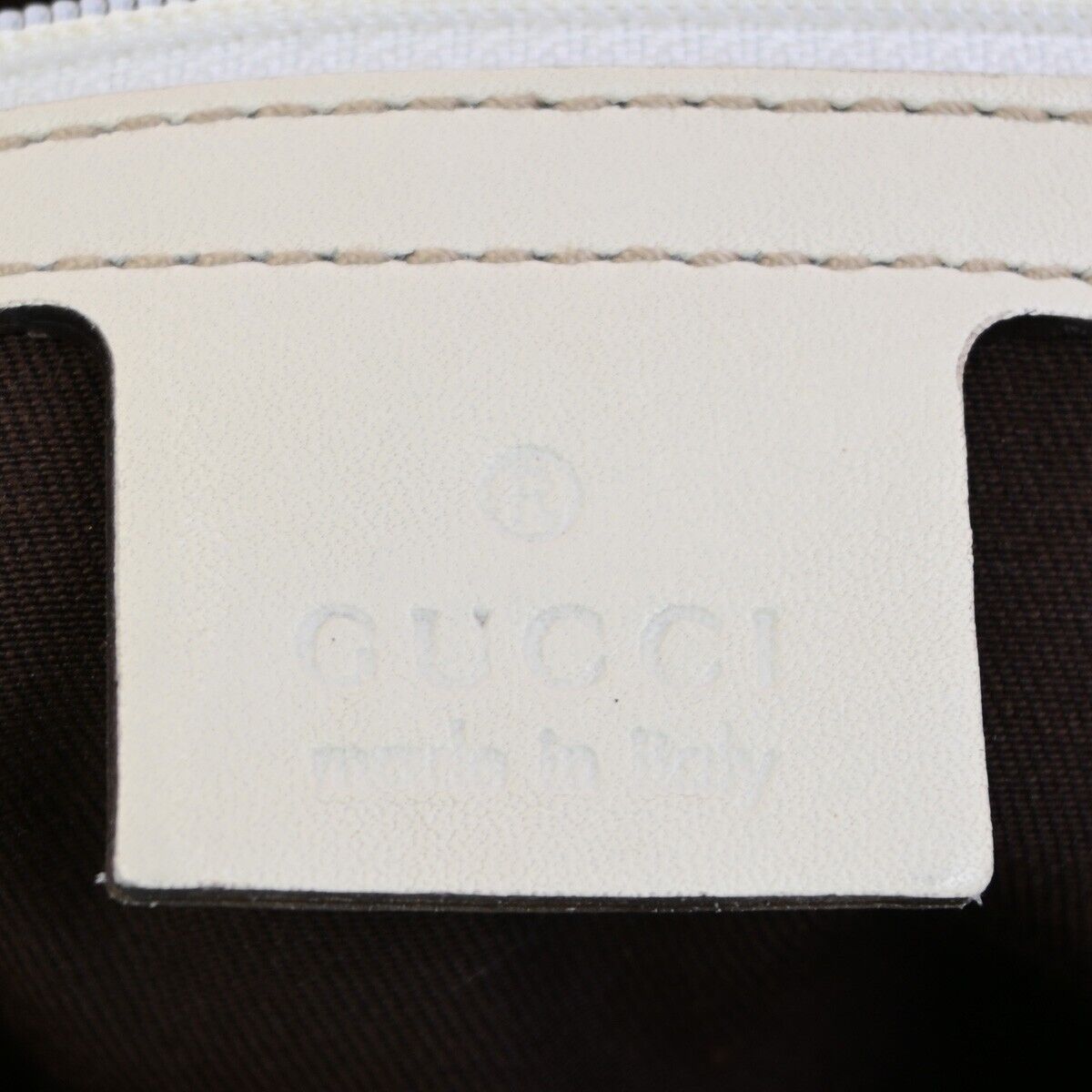 GUCCI Logo GG Pattern Shoulder Bag Canvas Leather Brown White GHW 76EE101