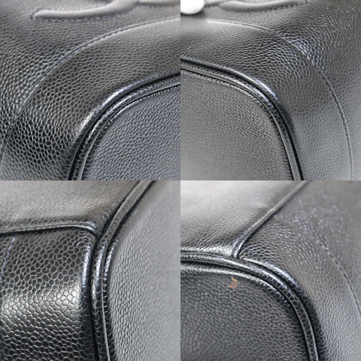 CHANEL CC Logo Vanity Hand Bag Caviar Skin Leather Black GHW France 59RJ911