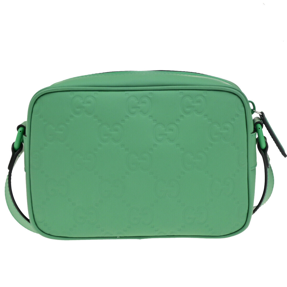 GUCCI Logo GG Rubber Effect Leather Mini Shoulder Bag Green Italy 602RK729