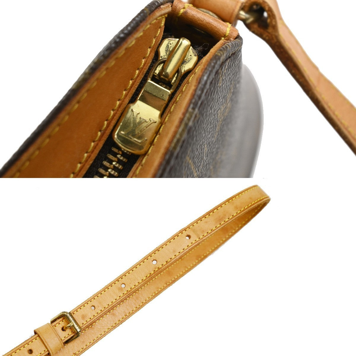 LOUIS VUITTON Logo Drouot Shoulder Bag Monogram Leather Brown M51290 74KD177