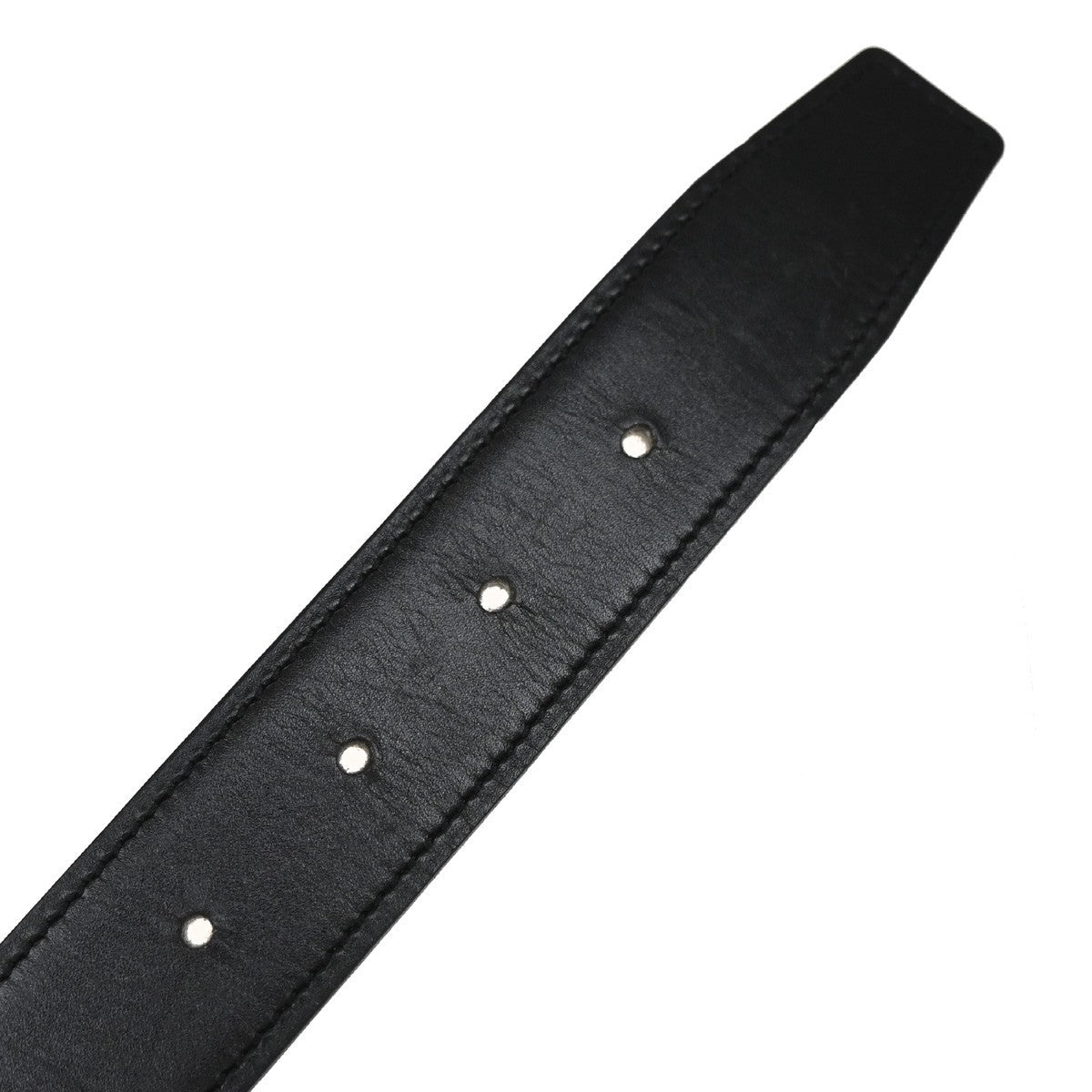 HERMES H Logo Constance Reversible Buckle Belt #75 Leather Black Silver 84RL373