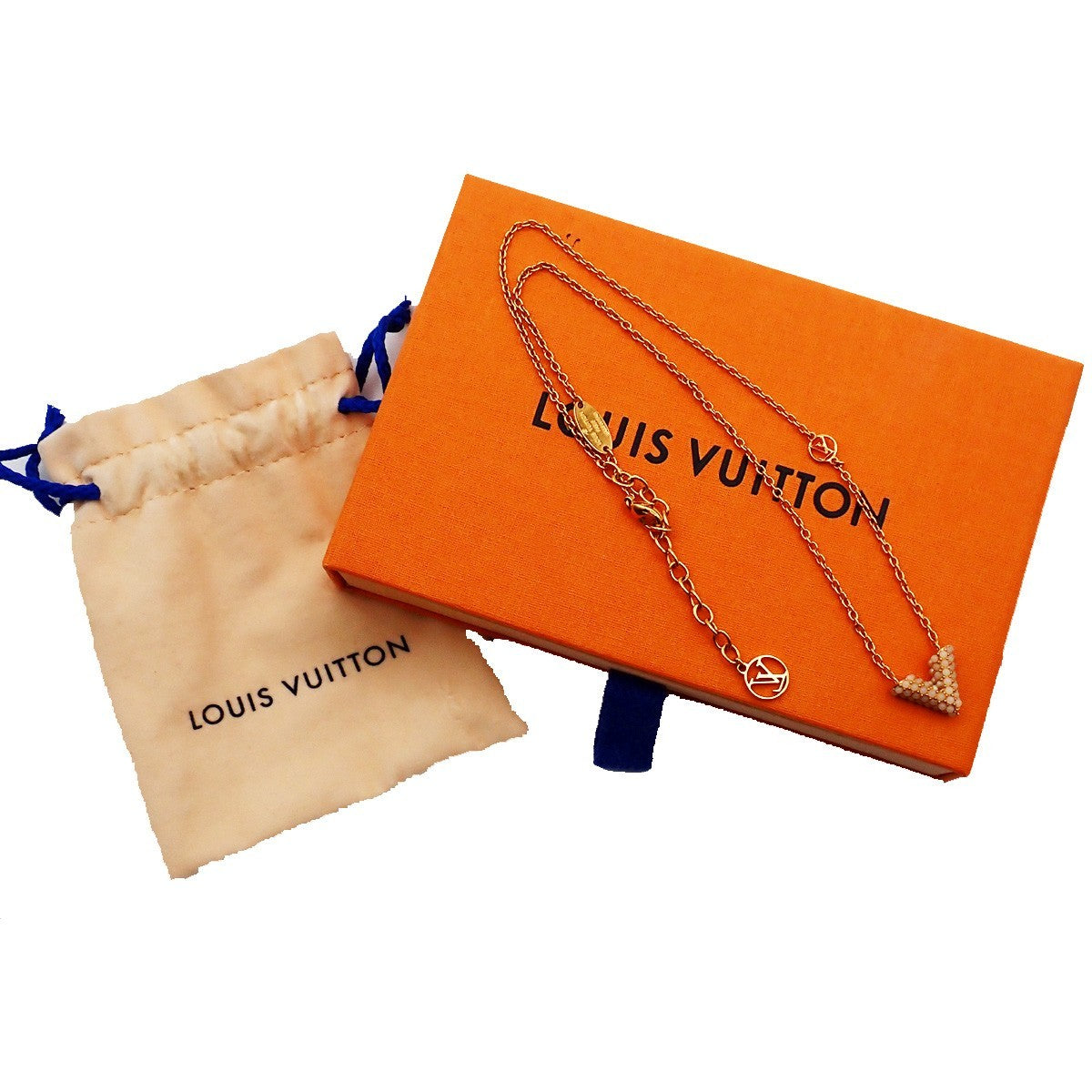 LOUIS VUITTON Collier Essential V  Necklace Imitation Pearl GHW M68358 30CA075
