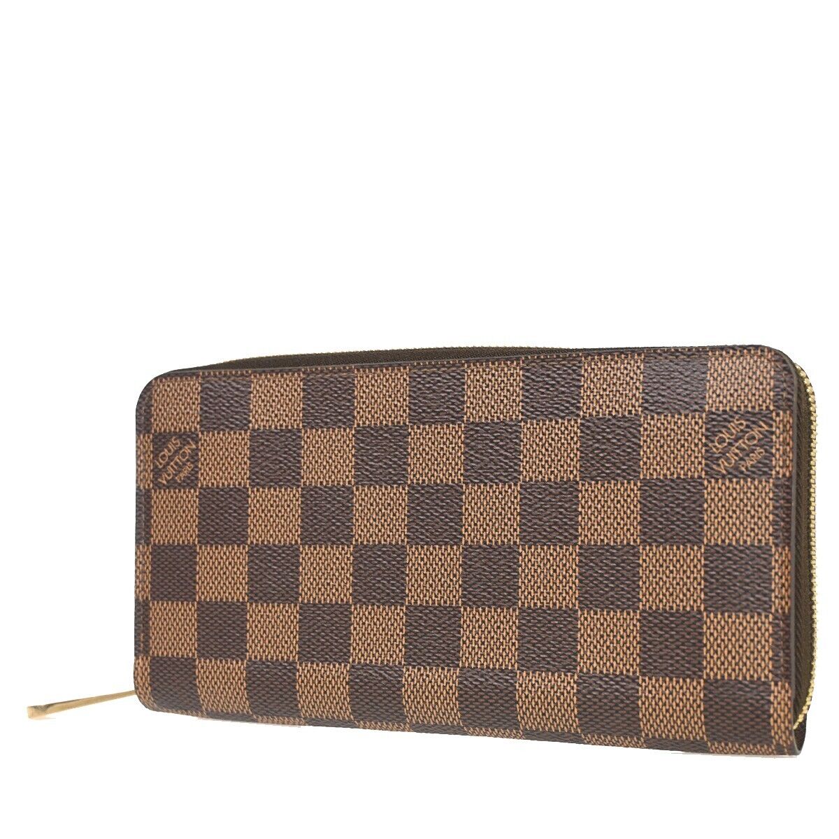 LOUIS VUITTON Zippy Wallet Long Bifold Purse Damier Leather Brown N60015 21RJ315