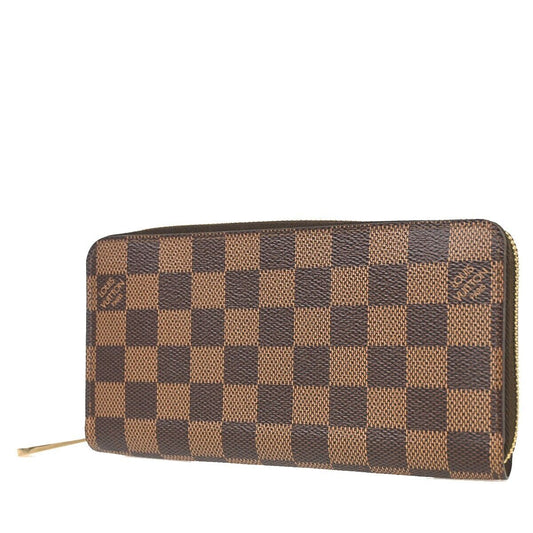 LOUIS VUITTON Zippy Wallet Long Bifold Purse Damier Leather Brown N60015 21RJ315