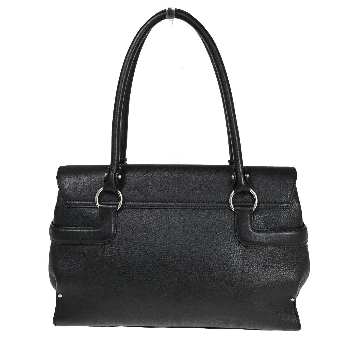 SALVATORE FERRAGAMO Logo Gancini Shoulder Bag Leather Black SHW Italy 31YD105