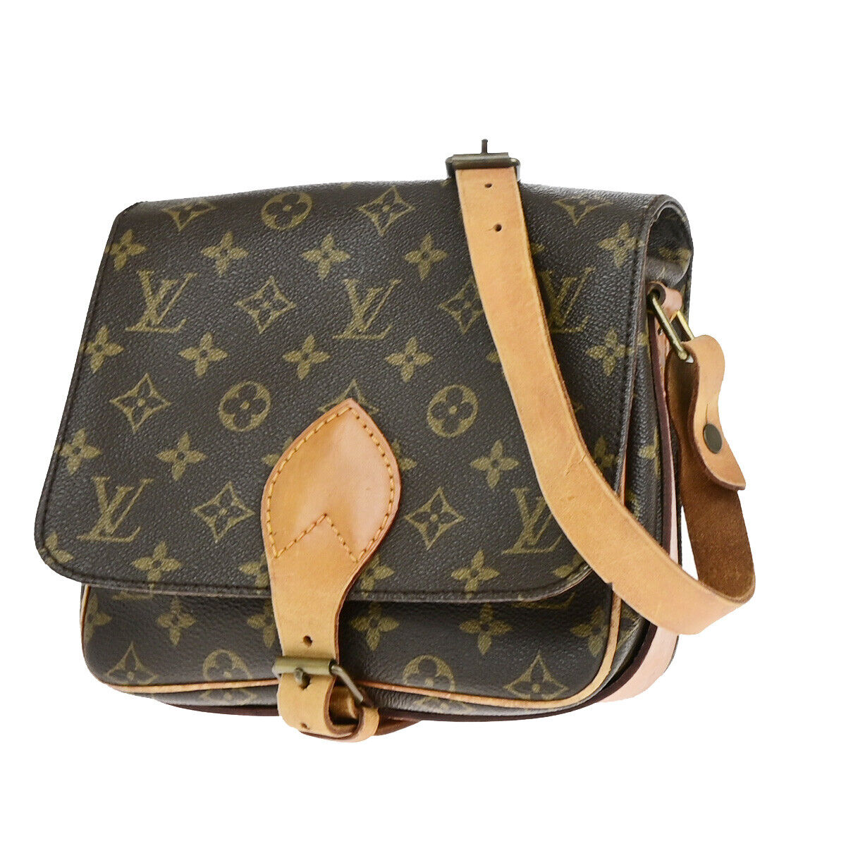 LOUIS VUITTON Cartouchiere MM Shoulder Bag Monogram Leather Brown M51253 32YF045