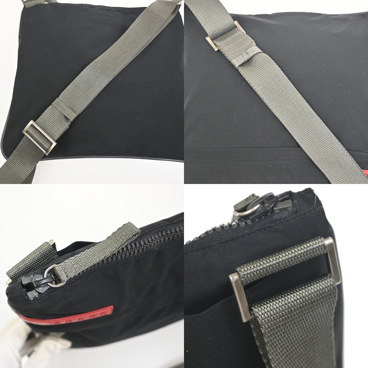 PRADA Logo Sport Line Shoulder Crossbody Bag Nylon Canvas Black SHW 65ZA344