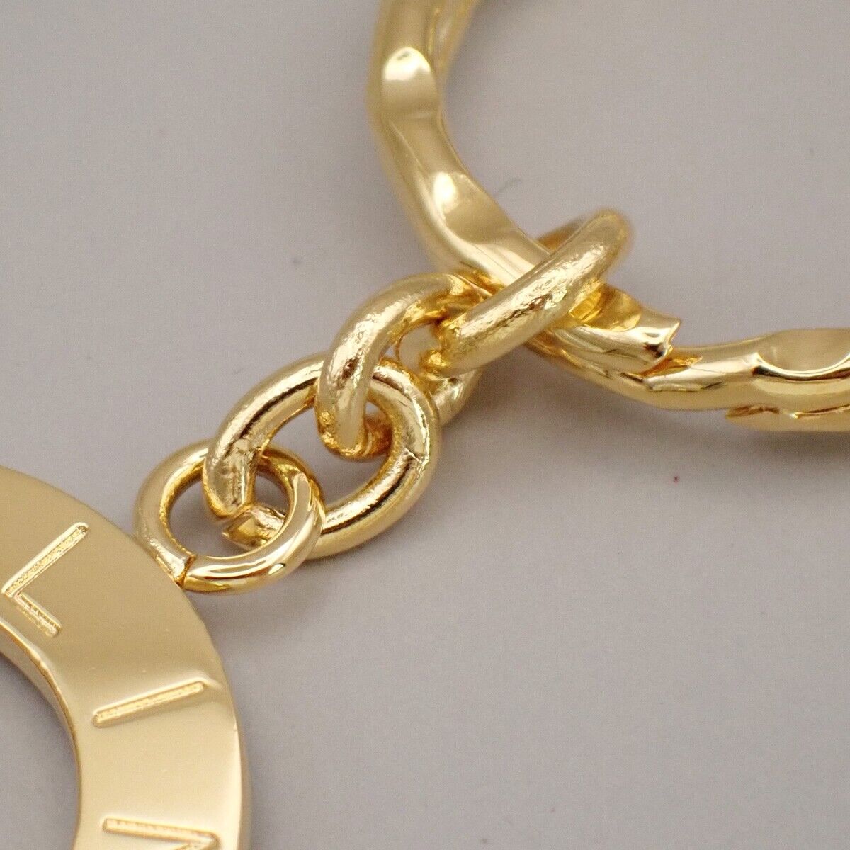 CELINE Logo Circle Ring Key Chain Gold Accessory 07KA376