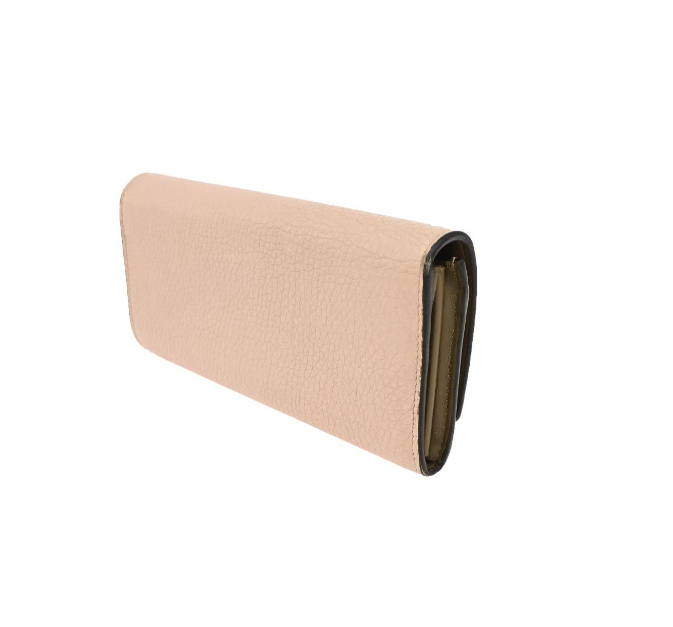 FENDI Logo Peekaboo Bifold Turn Lock Long Wallet Leather Pink Italy GHW 61KC929