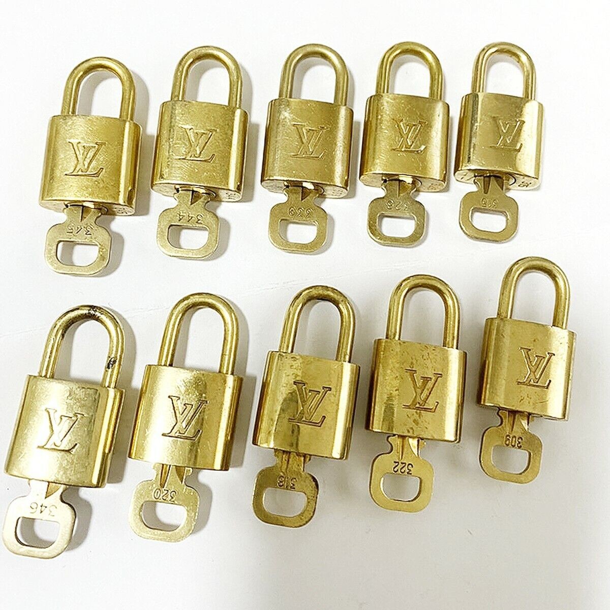 LOUIS VUITTON LV 10 SET PADLOCK KEY CHARM CADENA GOLD-PLATED FRANCE 36MT003