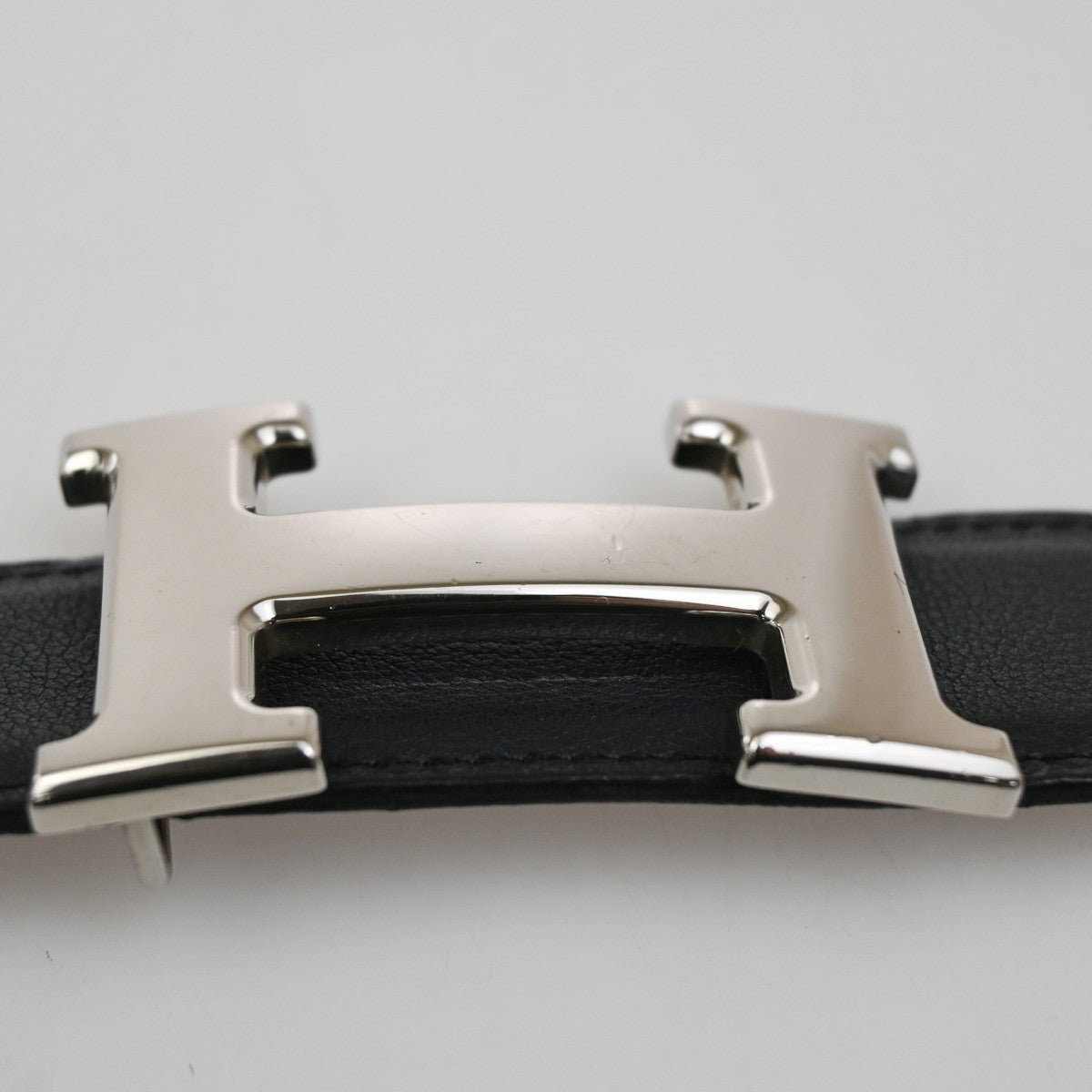 HERMES H Logo Constance Reversible Buckle Belt Leather #68 Black BN SHW 70RL805