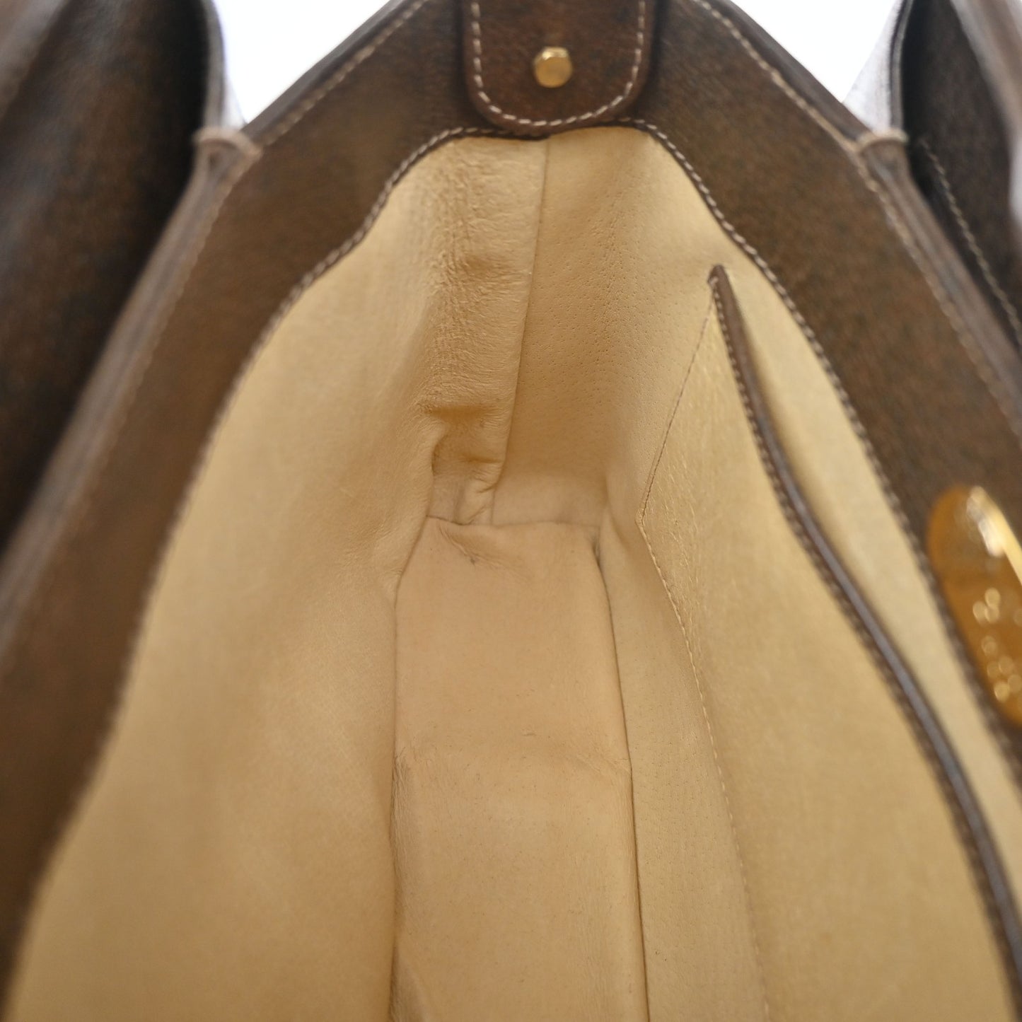 GUCCI Logo Shoulder Hand Bag Turn Lock Leather Brown GHW Italy 35KD066