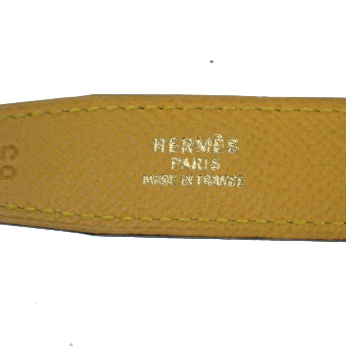 HERMES Logo Constance H Buckle Belt Size 65 Leather Yellow Black France 34RL638