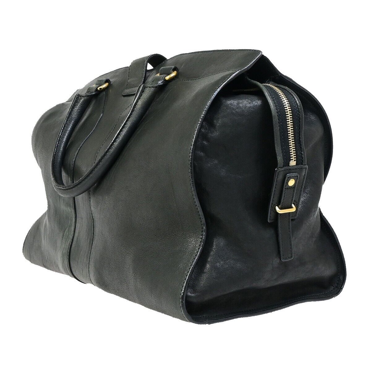 YVES SAINT LAURENT YSL Logo Cabas Chyc Hand Bag Leather Black GHW Italy 70EB951