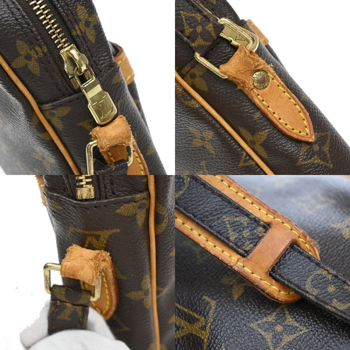LOUIS VUITTON Danube Shoulder Bag Monogram Leather Brown France M45266 83EE779