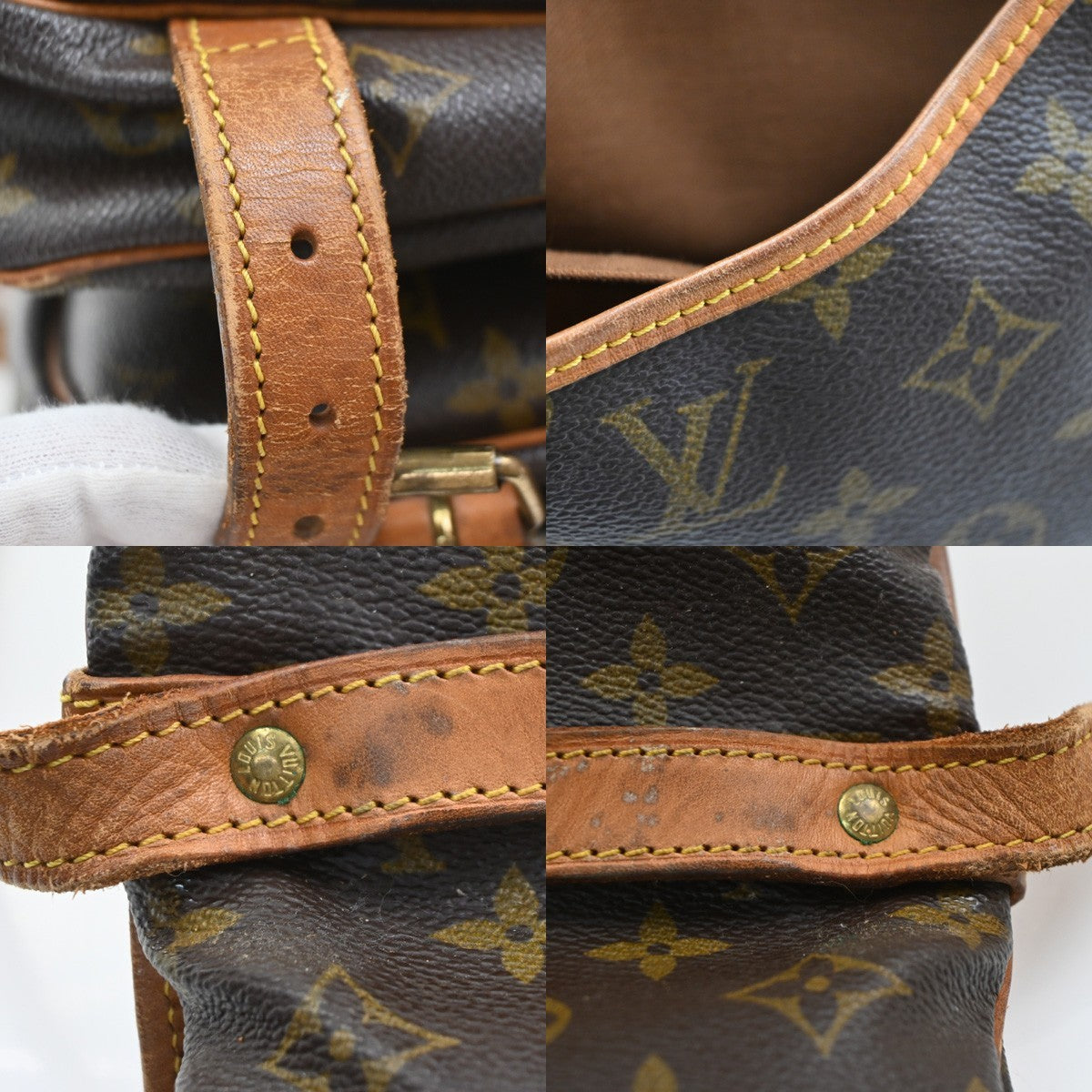 LOUIS VUITTON Logo Saumur 30 Shoulder Bag Monogram Leather Brown M42256 39PA086
