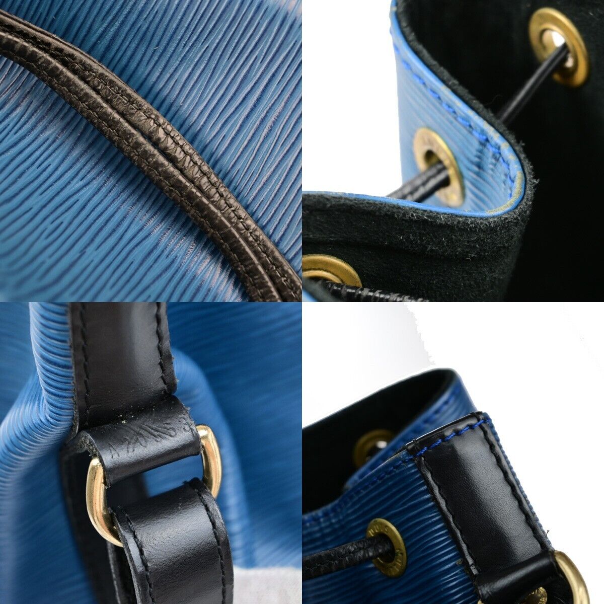 LOUIS VUITTON Petit Noe Bicolor Shoulder Bag Epi Leather Blue BK M44152 36EB411