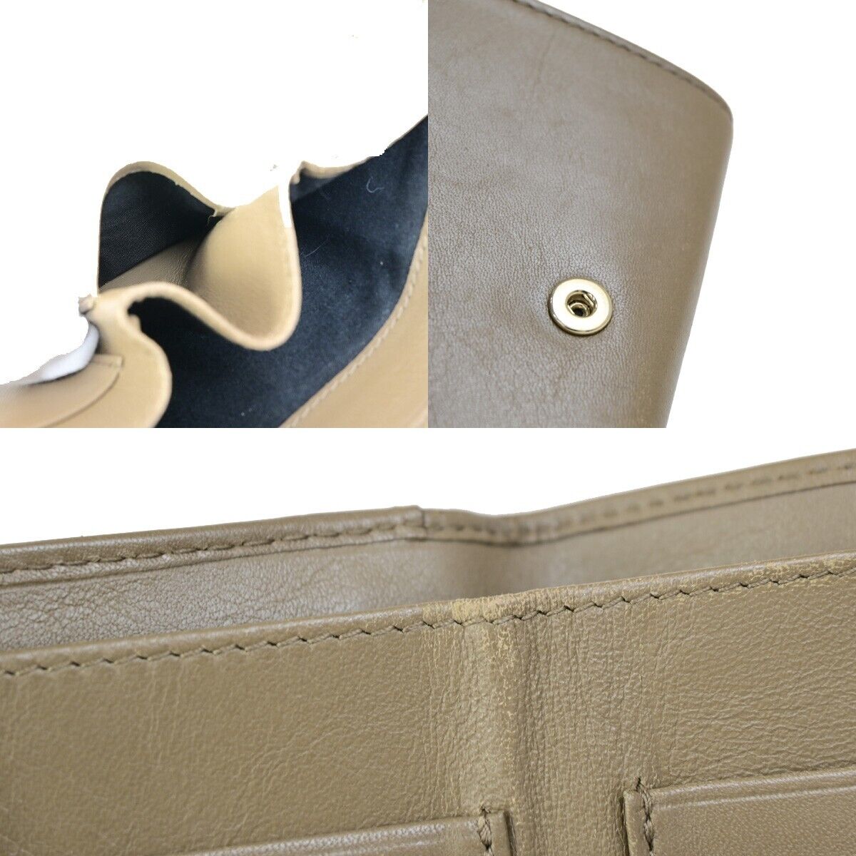 JIMMY CHOO Logo Star Studs Mini Trifold Wallet Purse Leather Brown Italy 09KA404