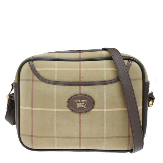 Burberrys Logo Shoulder Bag Check Canvas Leather Brown GHW 05KP098