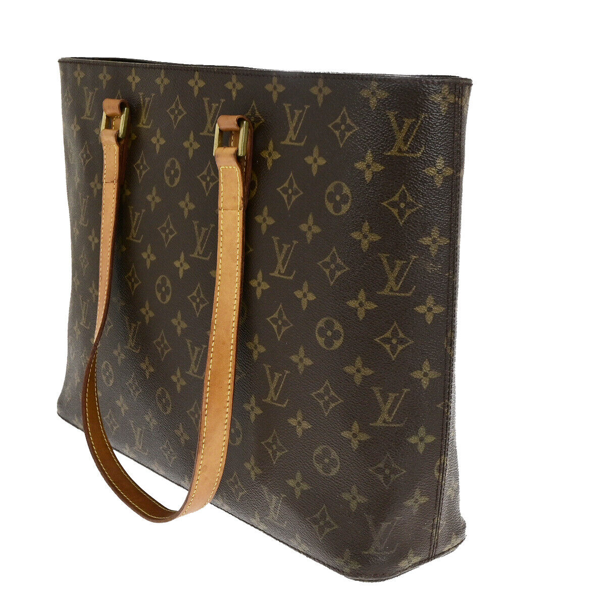 LOUIS VUITTON Logo Luco Shoulder Tote Bag Monogram Leather Brown M51155 87SJ459