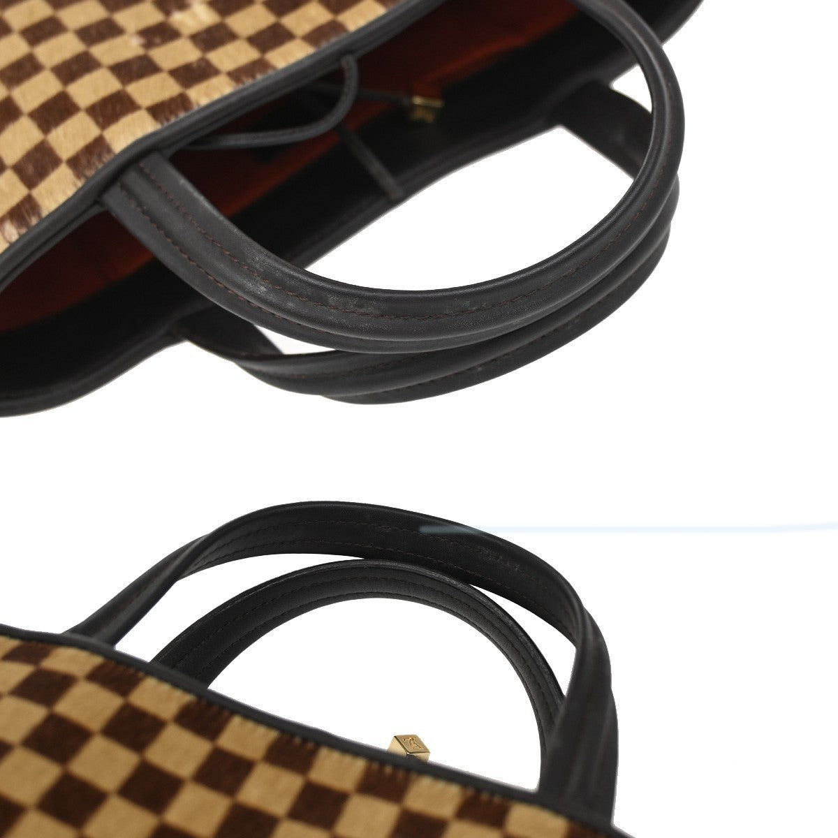 LOUIS VUITTON Sauvage Impala Hand Bag Damier Fur Leather Brown M92133 33EG038