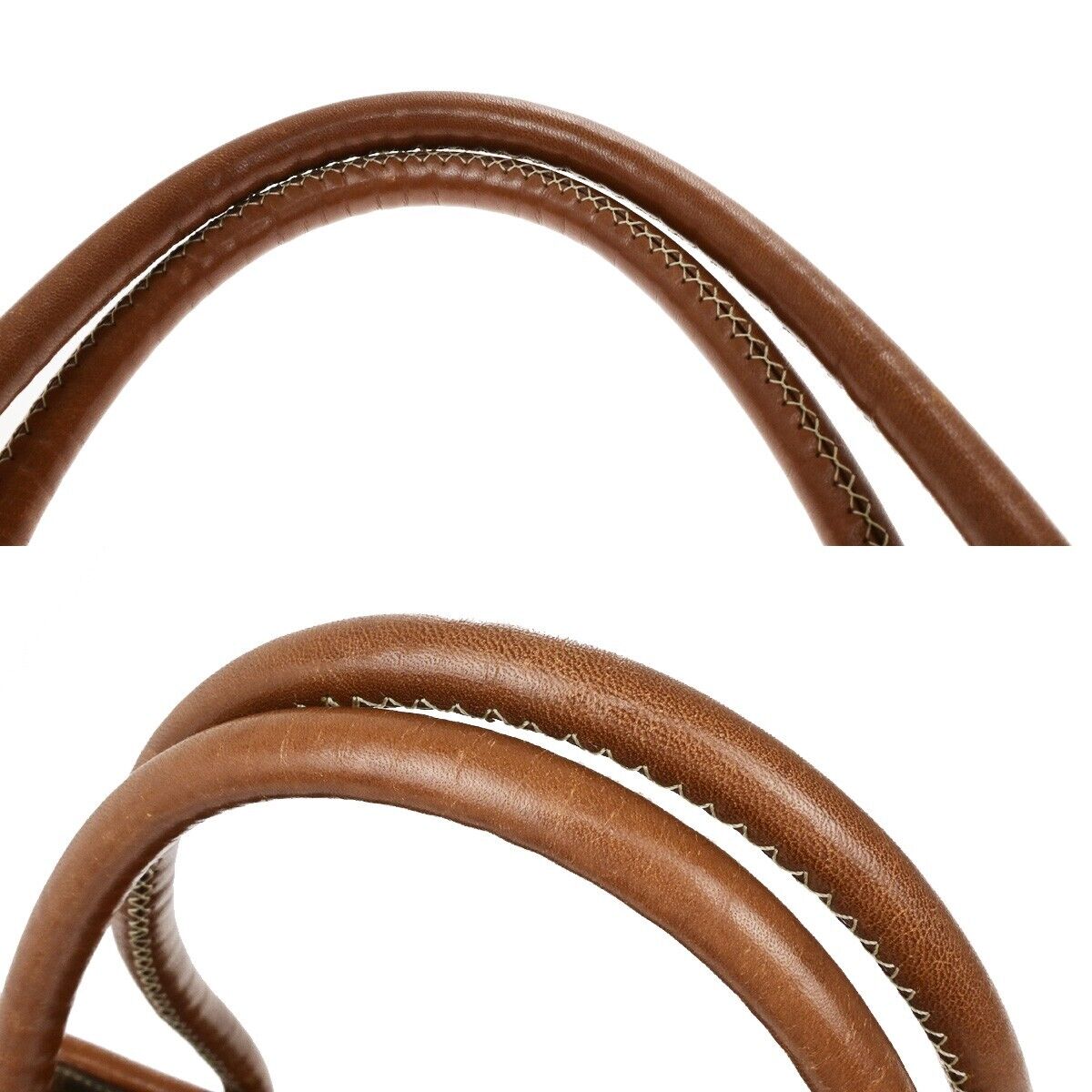 CELINE Circle Logo Macadam Pattern Shoulder Hand Bag PVC Leather Brown 33ED943