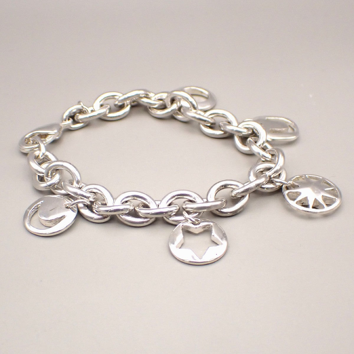TIFFANY & CO. 5 Charm Stencil Chain Bracelet Sterling Silver AG 925 33KD047