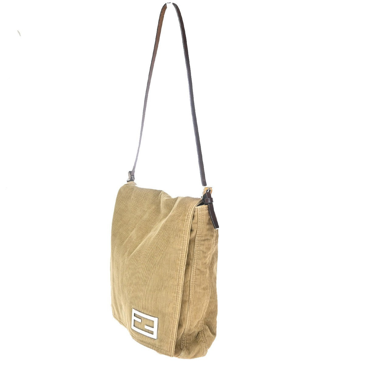 FENDI Mamma Baguette Shoulder Bag Corduroy Leather Brown BE SHW Italy 87CA870