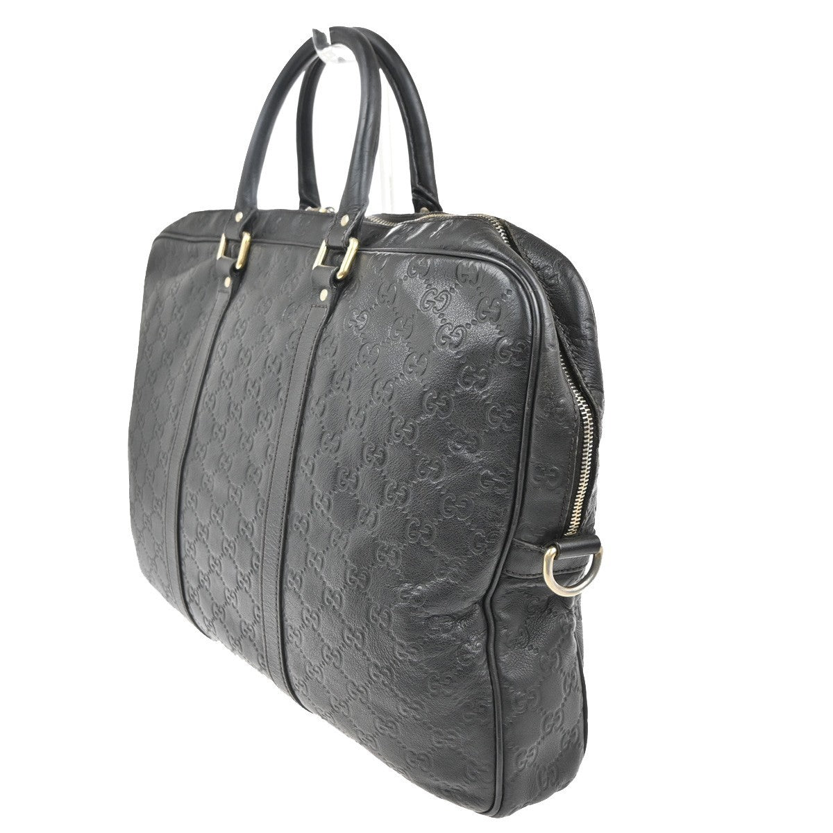 GUCCI GG Logo Guccissima Hand Bag Embossed Leather Brown GHW Italy 36ZA199