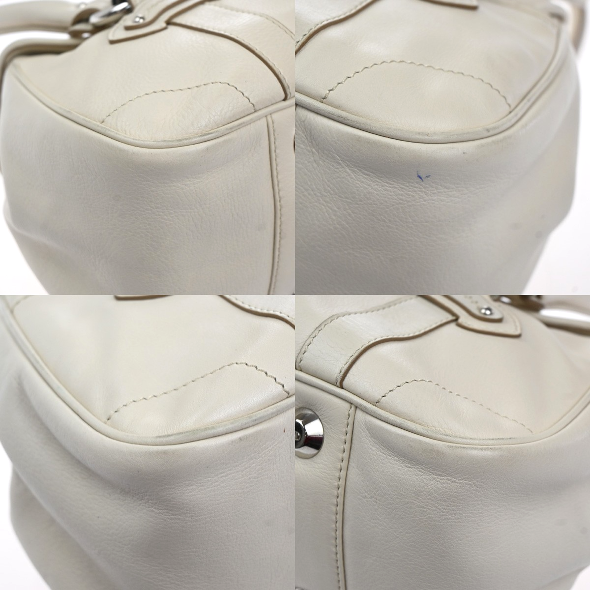 CHRISTIAN DIOR CD Logo Flap Shoulder Hand Bag Leather White SHW Italy 95MA437