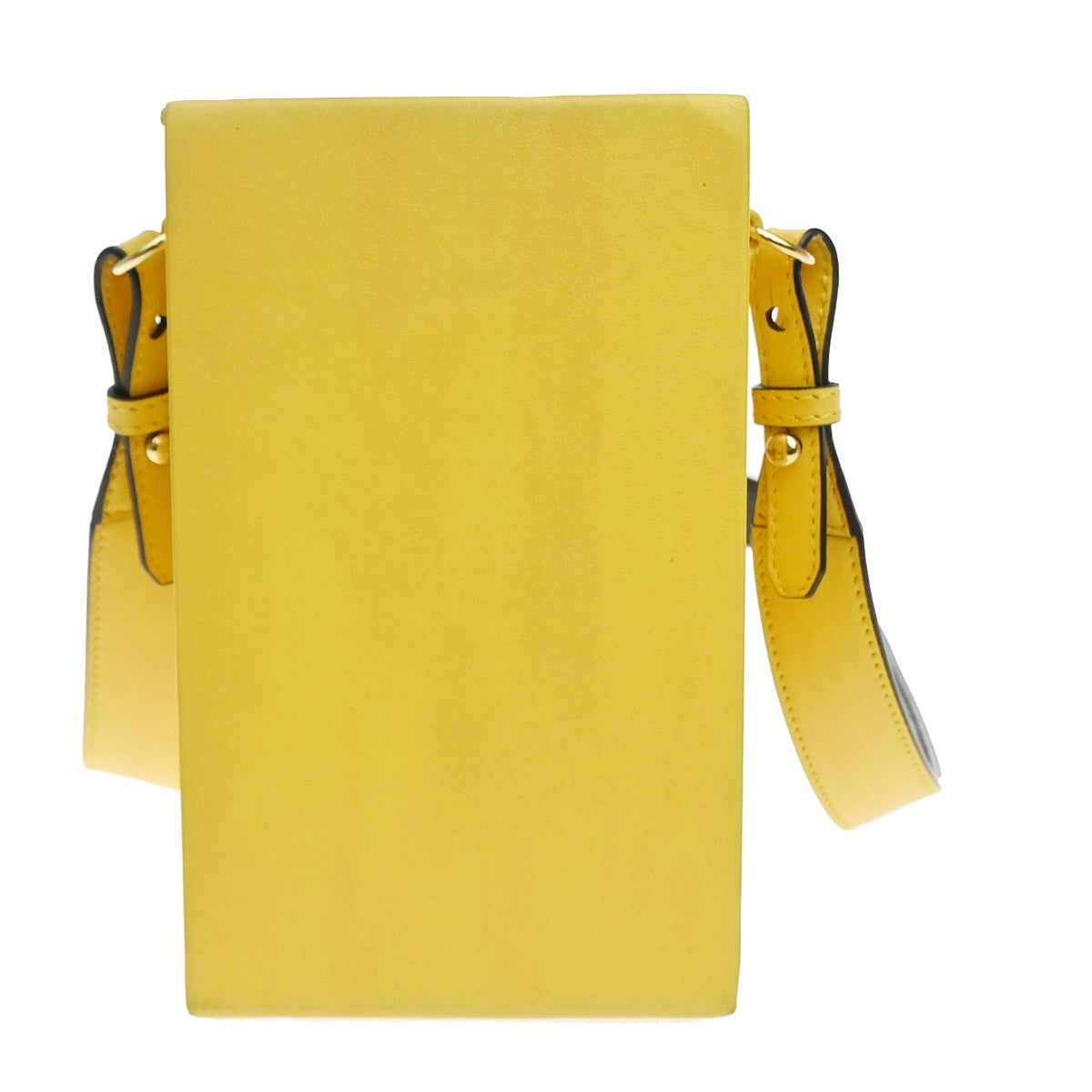 FENDI Logo Box Vertical Mini Shoulder Bag Leather Yellow GHW Italy 74YH947