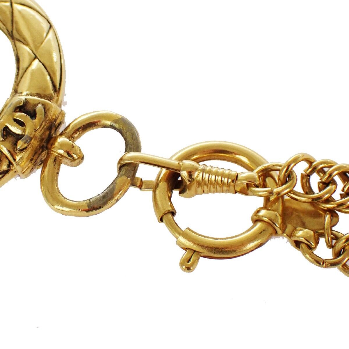 CHANEL CC Logo Loupe Long Chain Pendant Necklace Gold Accessory 91RC913