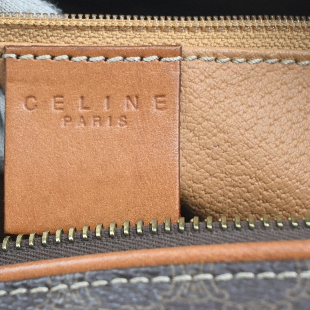 CELINE Logo Macadam Pattern Hand Bag PVC Leather Brown GHW Italy 69KC201