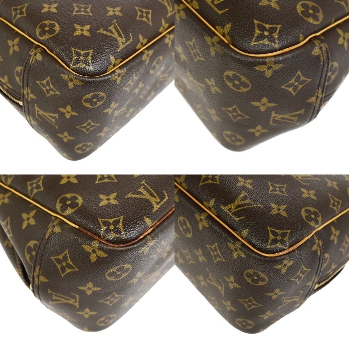 LOUIS VUITTON LV Logo Deauville Hand Bag Monogram Leather Brown M47270 34FB199