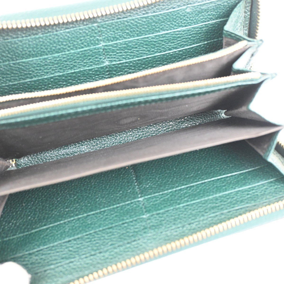 GUCCI G Horsebit Zip-around Long Wallet Leather Green GHW Italy 69CA415