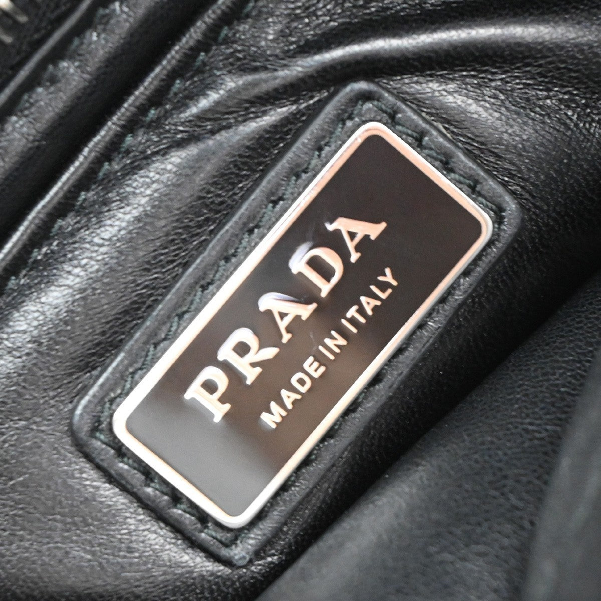 PRADA Logo Padded Hand Tote Bag Nappa Leather Black Italy 307RF799