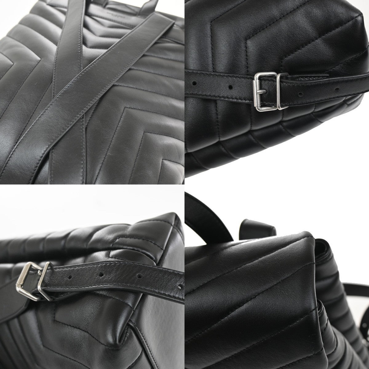 SAINT LAURENT YSL Logo LouLou Backpack Bag Leather Black SHW Italy 652LC599