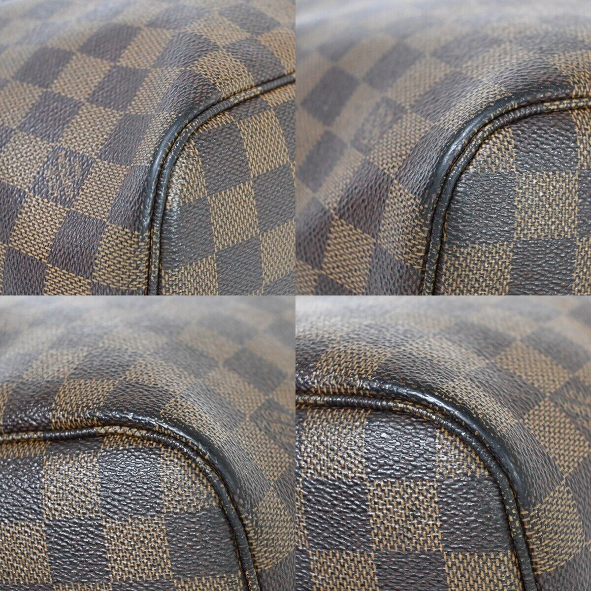 LOUIS VUITTON Neverfull MM Shoulder Bag Damier Ebene Leather BN N51105 70EA668