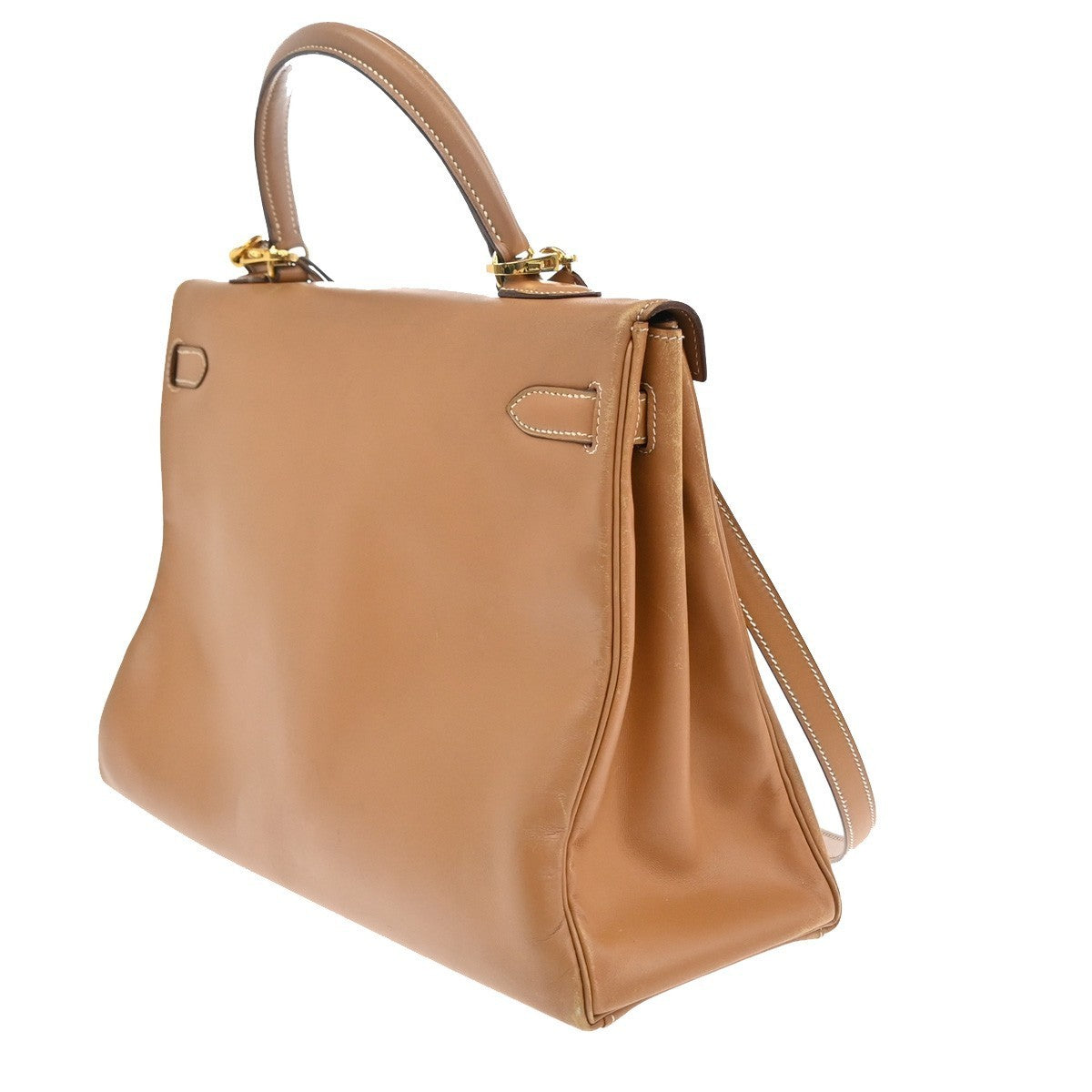 HERMES Kelly 35 2Way Shoulder Hand Bag Chamonix Leather Brown Vintage 247RF960