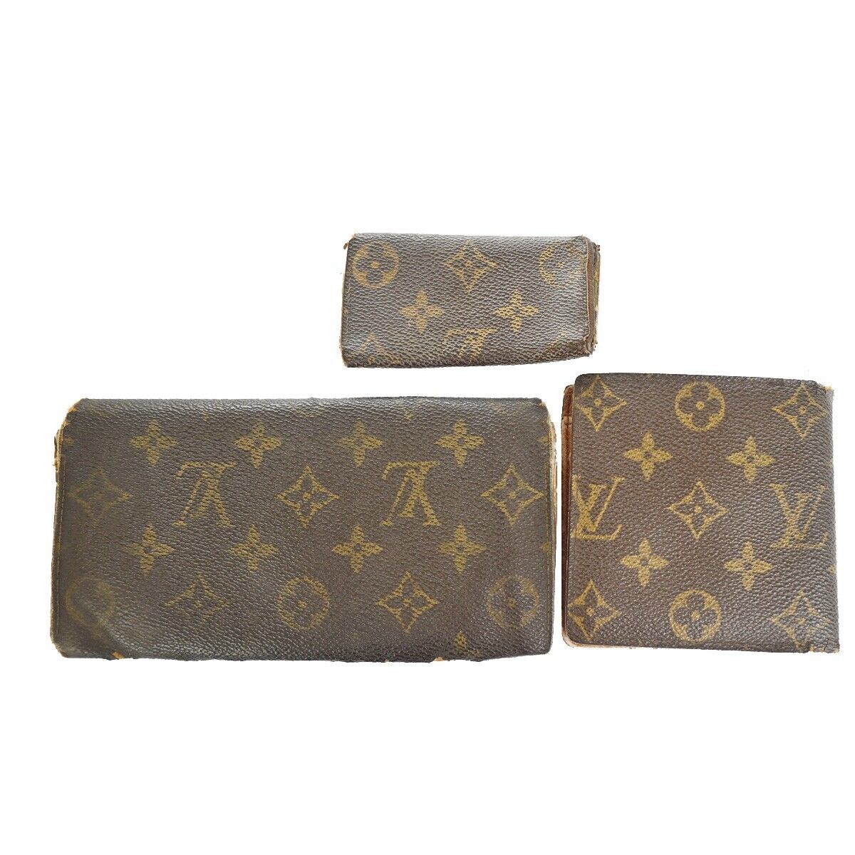 LOUIS VUITTON 3 Set Wallet 6Hooks Key Case Monogram Leather Brown 66YA836