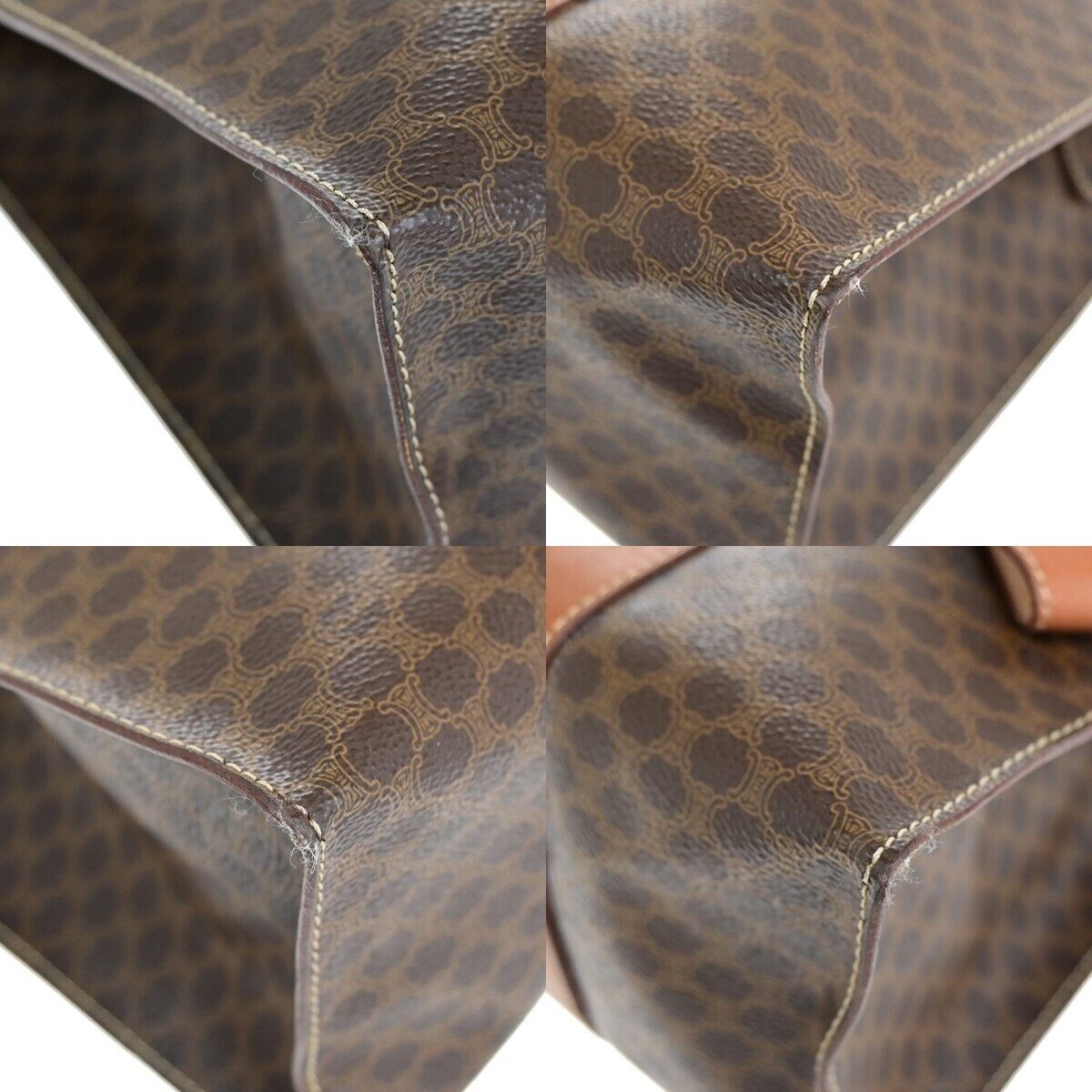 CELINE Logo Macadam Pattern Shoulder Tote Bag PVC Leather Brown Italy 65SH798