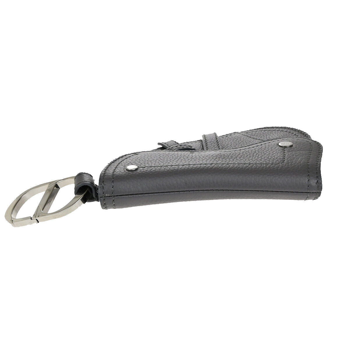 CHRISTIAN DIOR CD Logo Saddle Mini Pouch Bag Leather Gray SHW Italy 85RK755